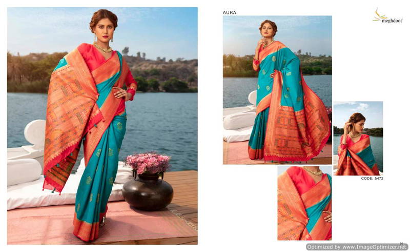 Meghdoot Aura New Fancy Ethnic Wear Handloom Silk Designer Saree Collection